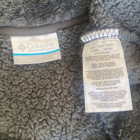 SOLD Columbia Fire Side Gray Super Warm Cozy Sherpa 1/4 Zip Pullover Jacket SZ M - Picture 7 of 12